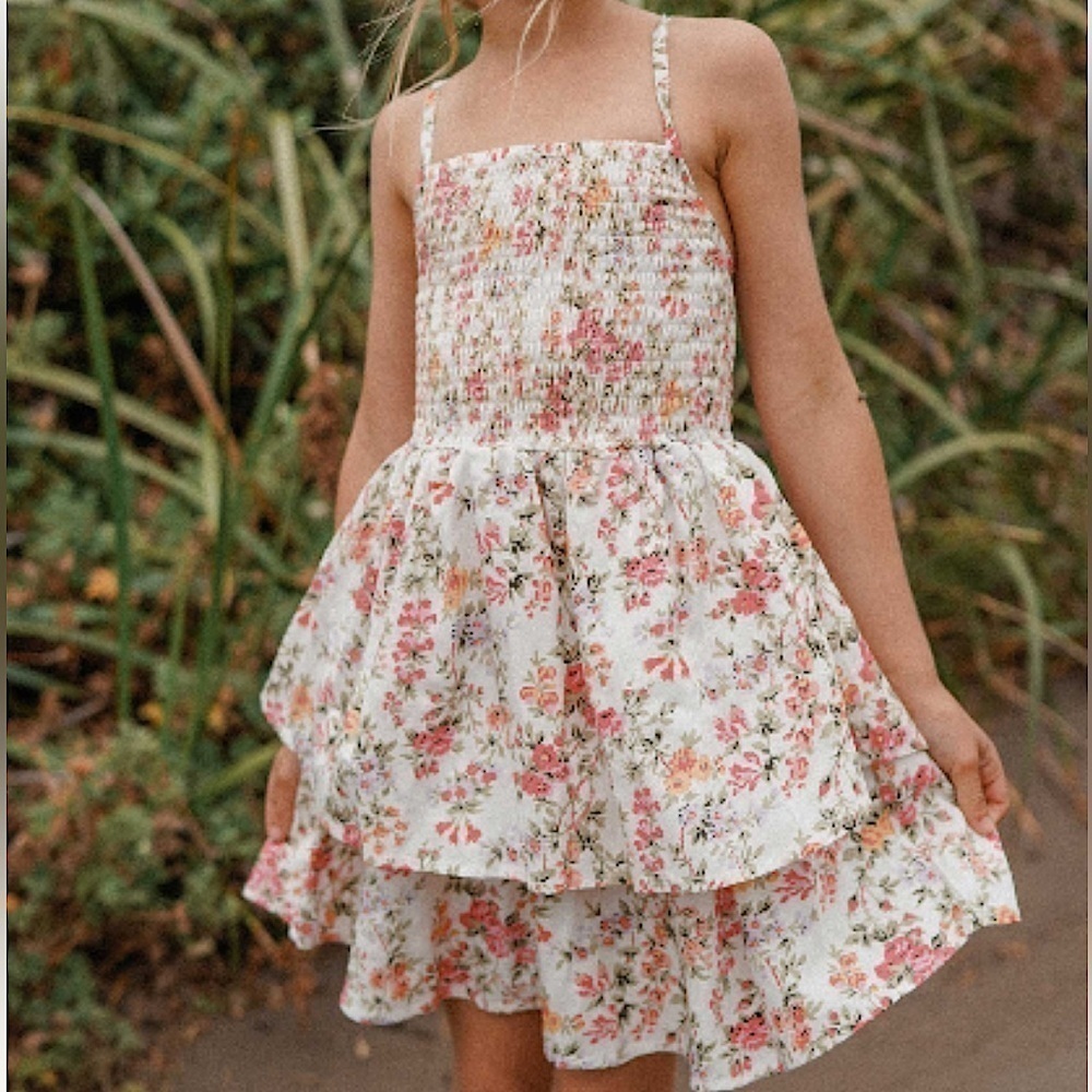 Little Auguste the‎ Label Fern Sweetheart Mini Dress Ivory Floral 1-2 (2T)